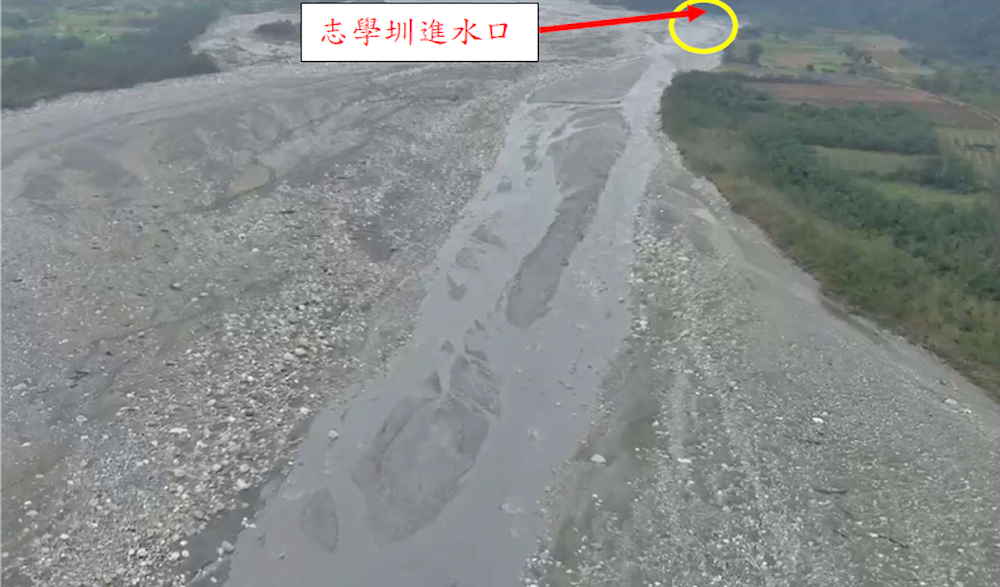 志學圳進水口上游預防性分流作業施工前情形
