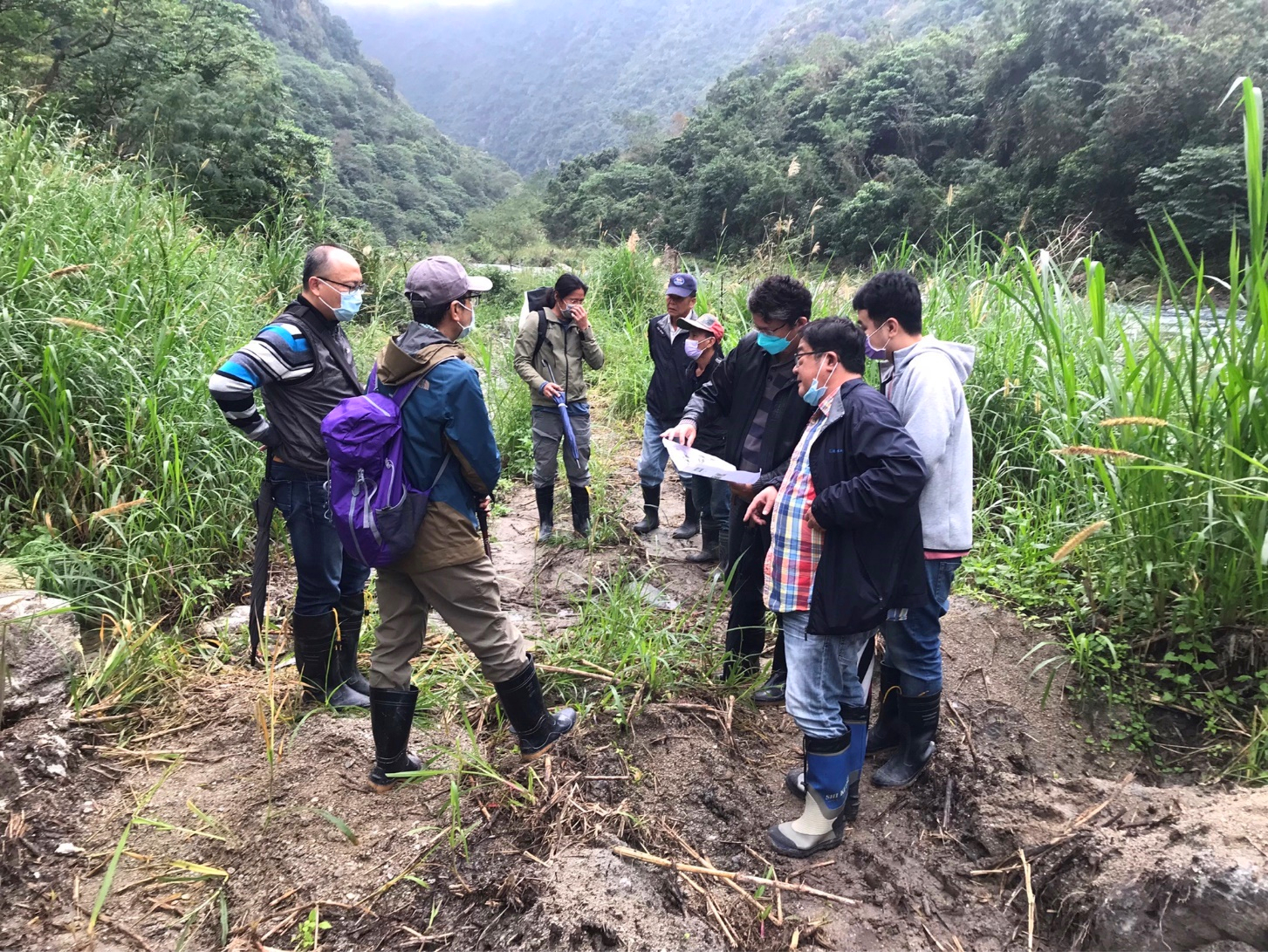 處長巡視北埔圳幹線0206地震災害復建工程